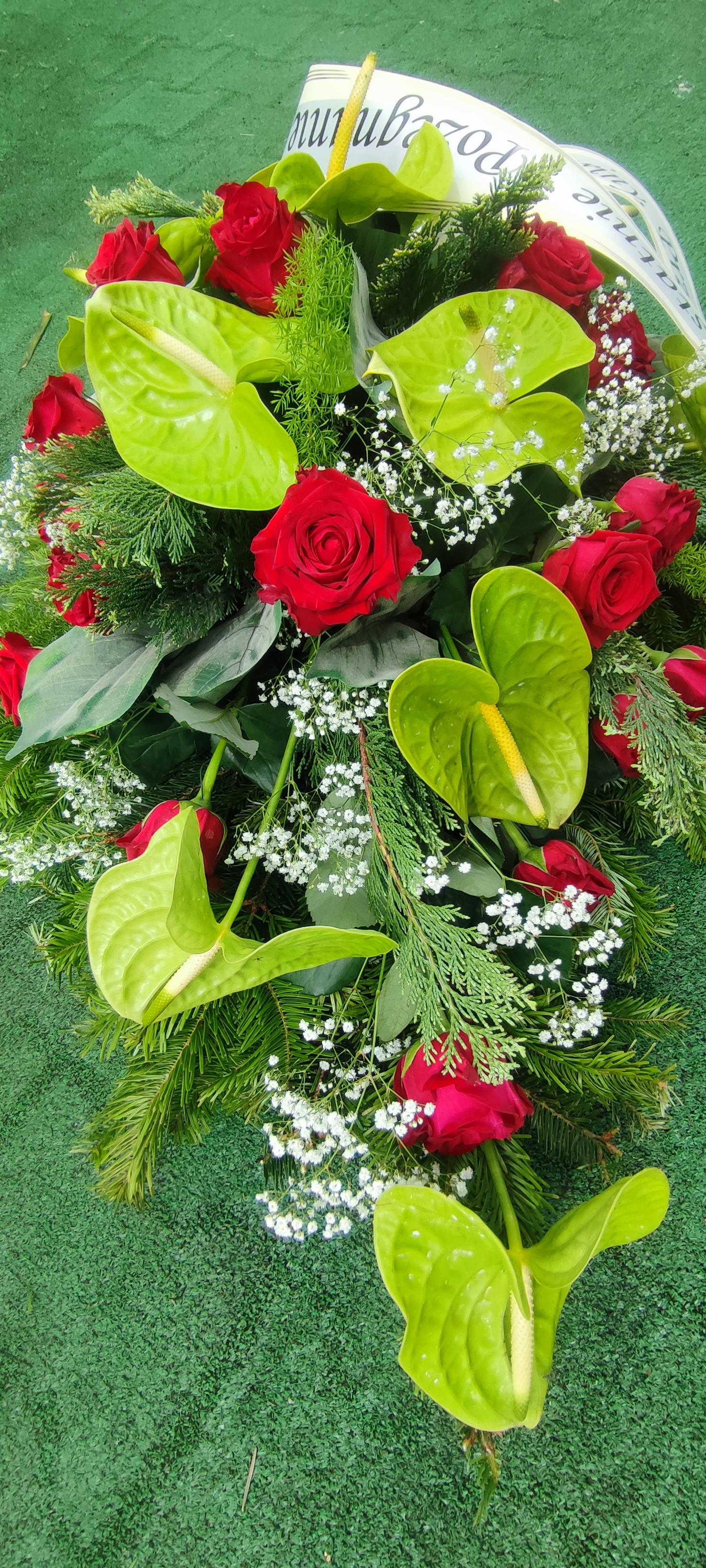 Palma Anturium i Róża - Palmy do reki - Kwiaciarnia Pogrzebowa dostawa Jastrzębie-Zdrój, Rybnik, Żory