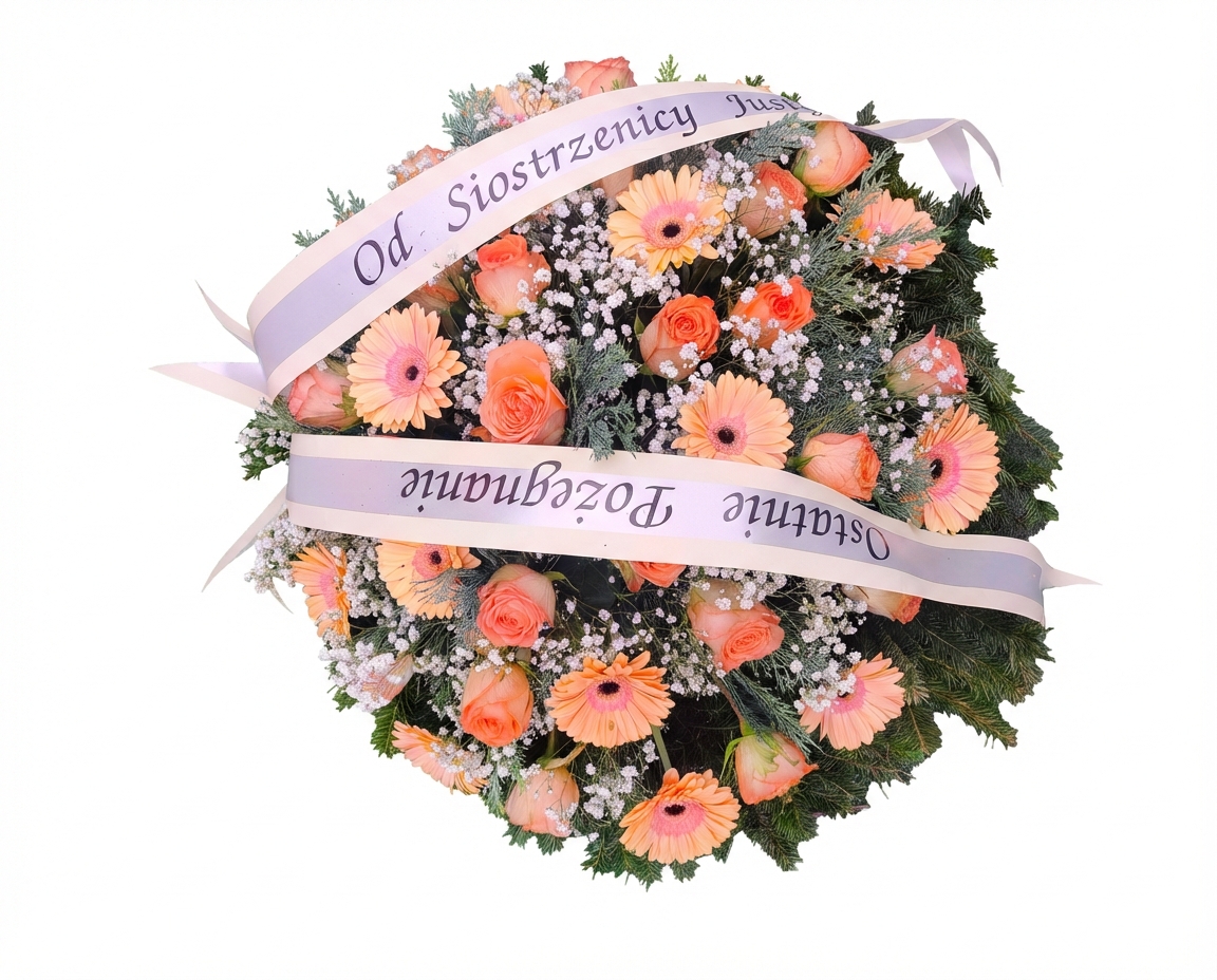 Wieniec pastelowy łosoś - widok 3 - Wieniec pogrzebowy