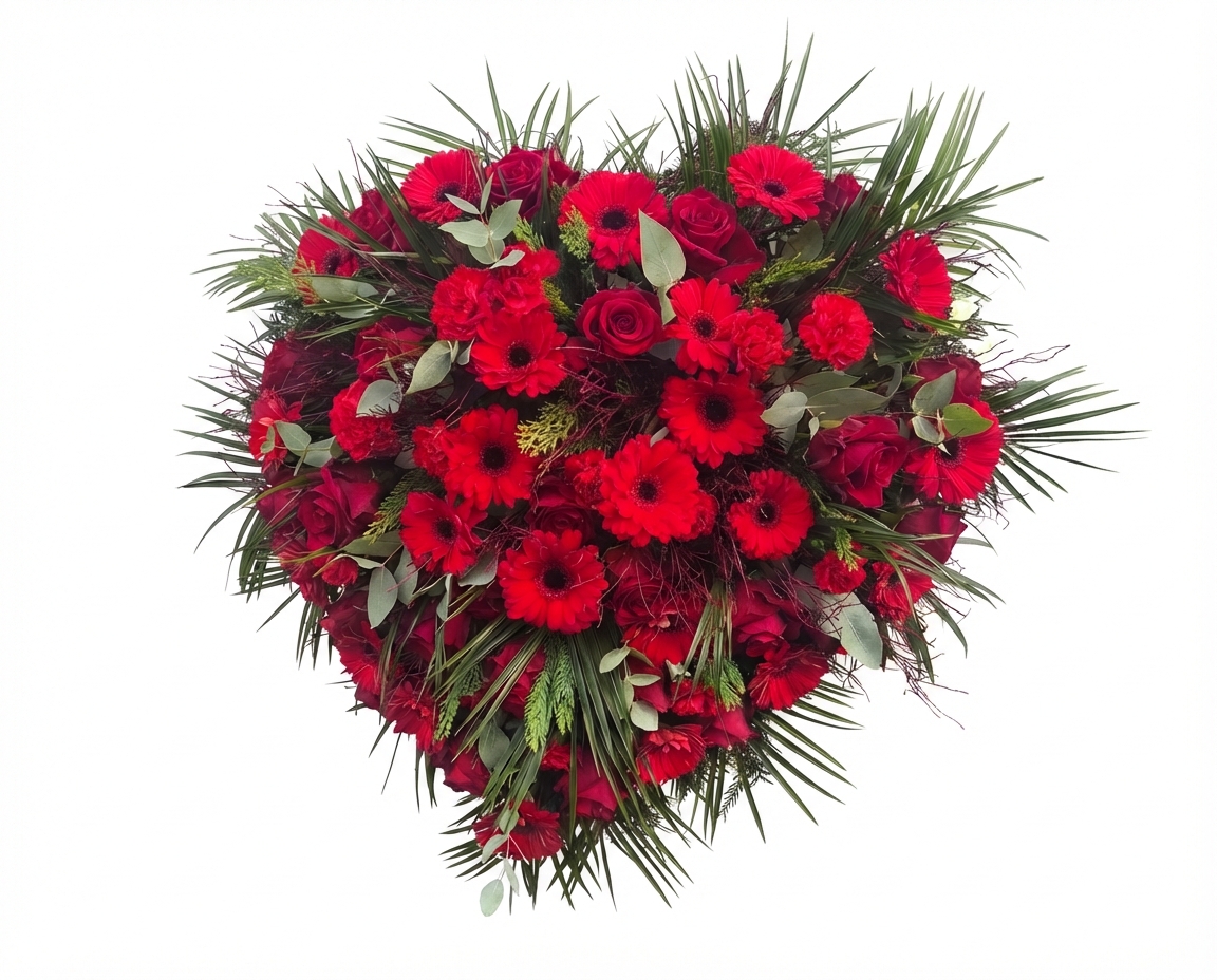 Wieniec czerwone serce mieszane kwiaty - widok 3 - Wieniec pogrzebowy