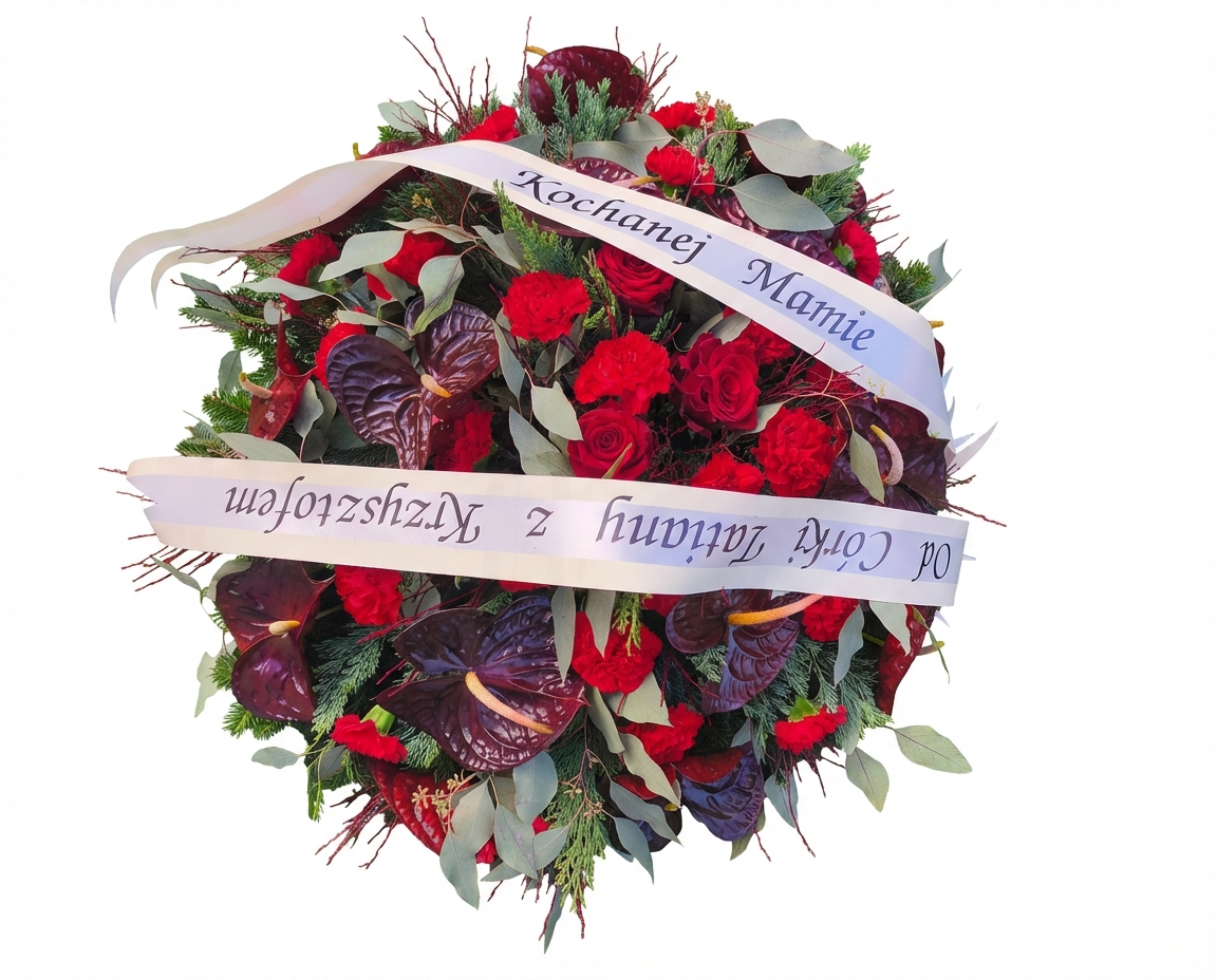 Wieniec bordowo-czerwony - widok 3 - Wieniec pogrzebowy