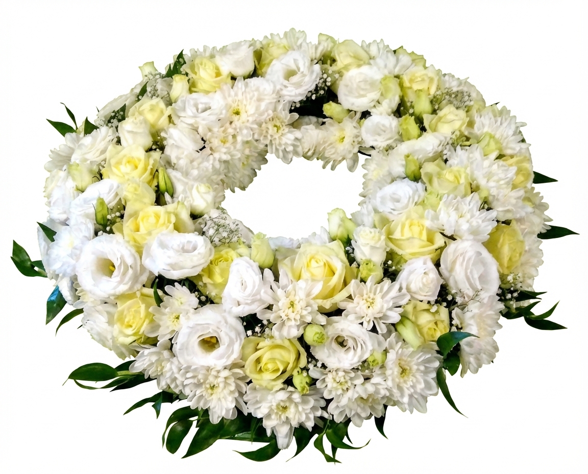 Wianek przy urnie krem i biel - widok 4 - Dekoracja urny