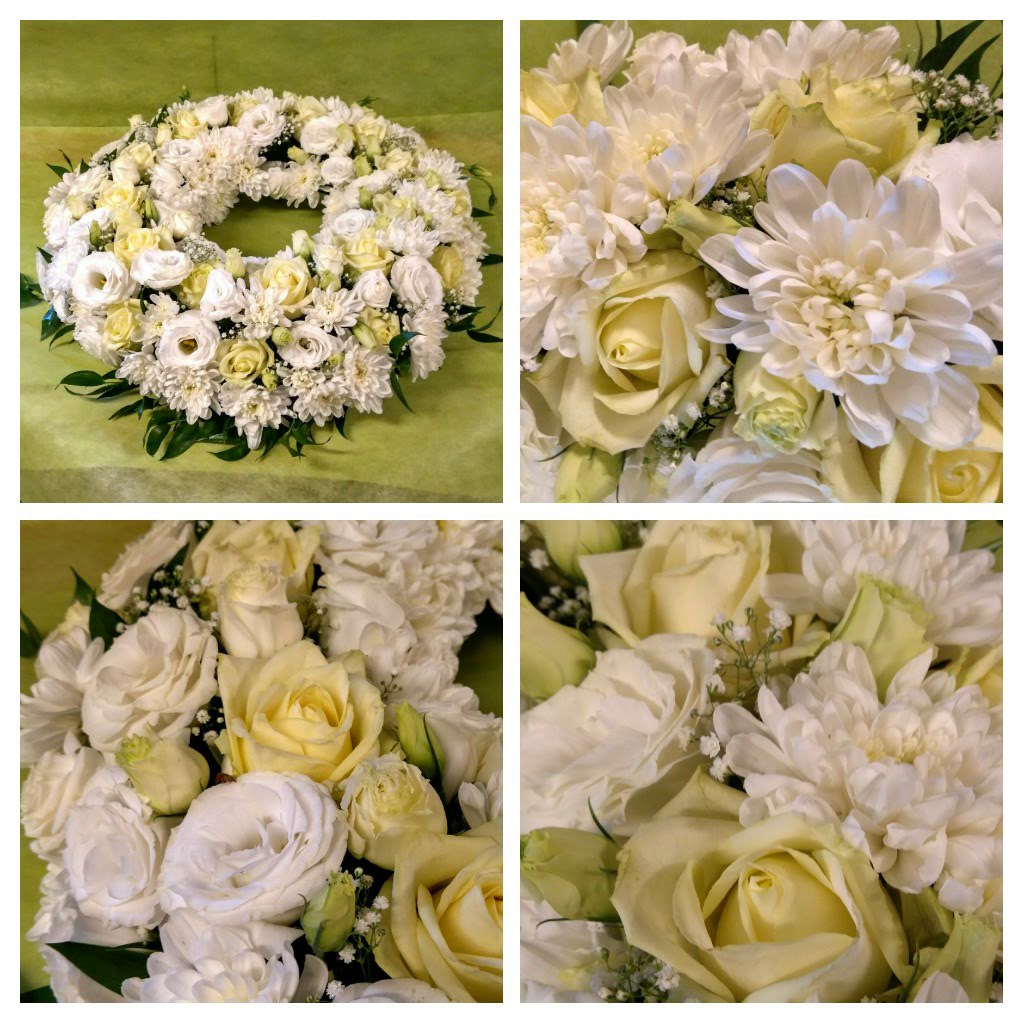 Wianek przy urnie krem i biel - widok 3 - Dekoracja urny