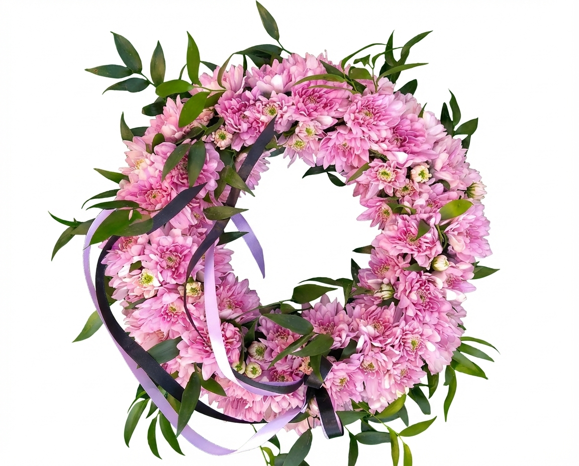 Wianek przy urnie wrzosowy - widok 2 - Dekoracja urny