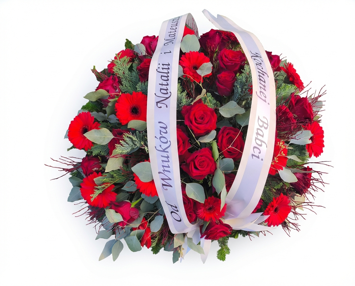 Wieniec czerwień klasyka - widok 3 - Wieniec pogrzebowy