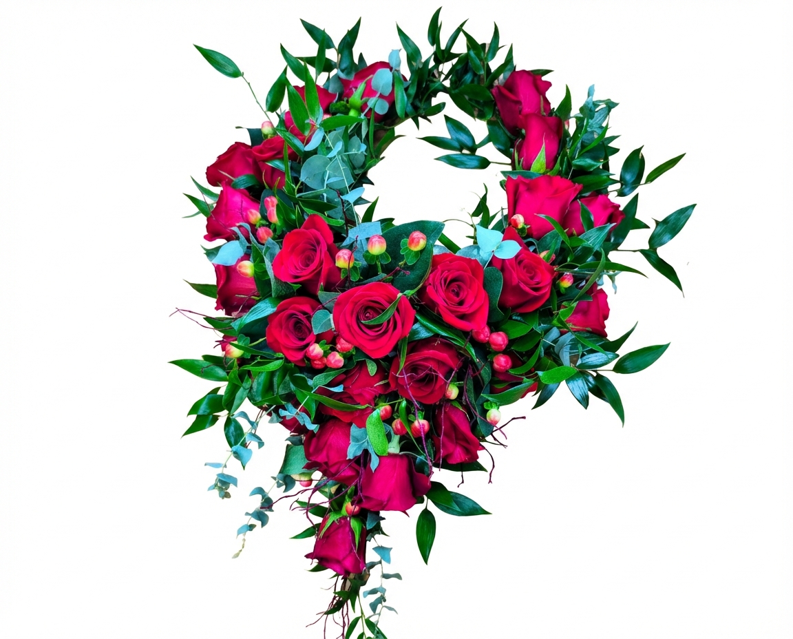 Wianek przy urnie z róż - widok 2 - Dekoracja urny