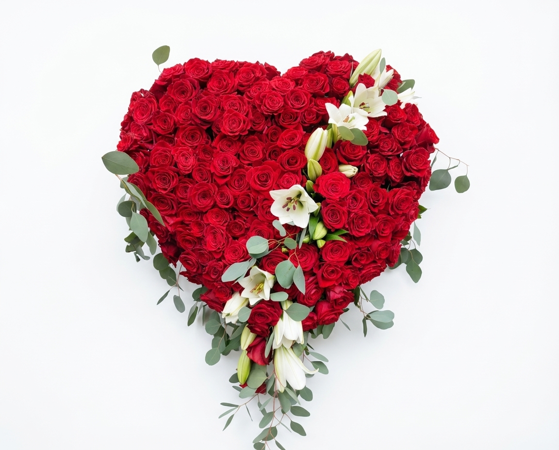 Serce z róż na wysokim stojaku - widok 6 - Wieniec pogrzebowy