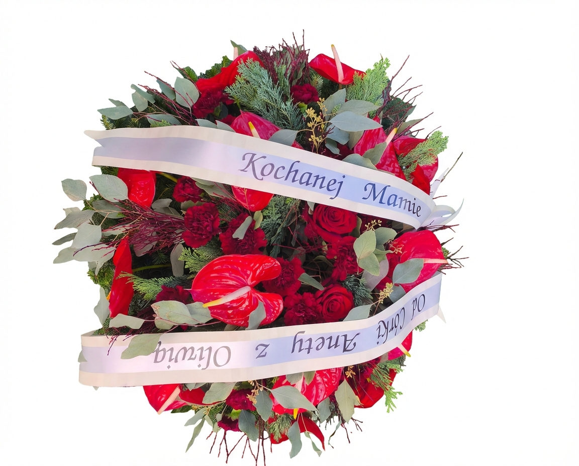 Wieniec czerwono bordowy - widok 3 - Wieniec pogrzebowy