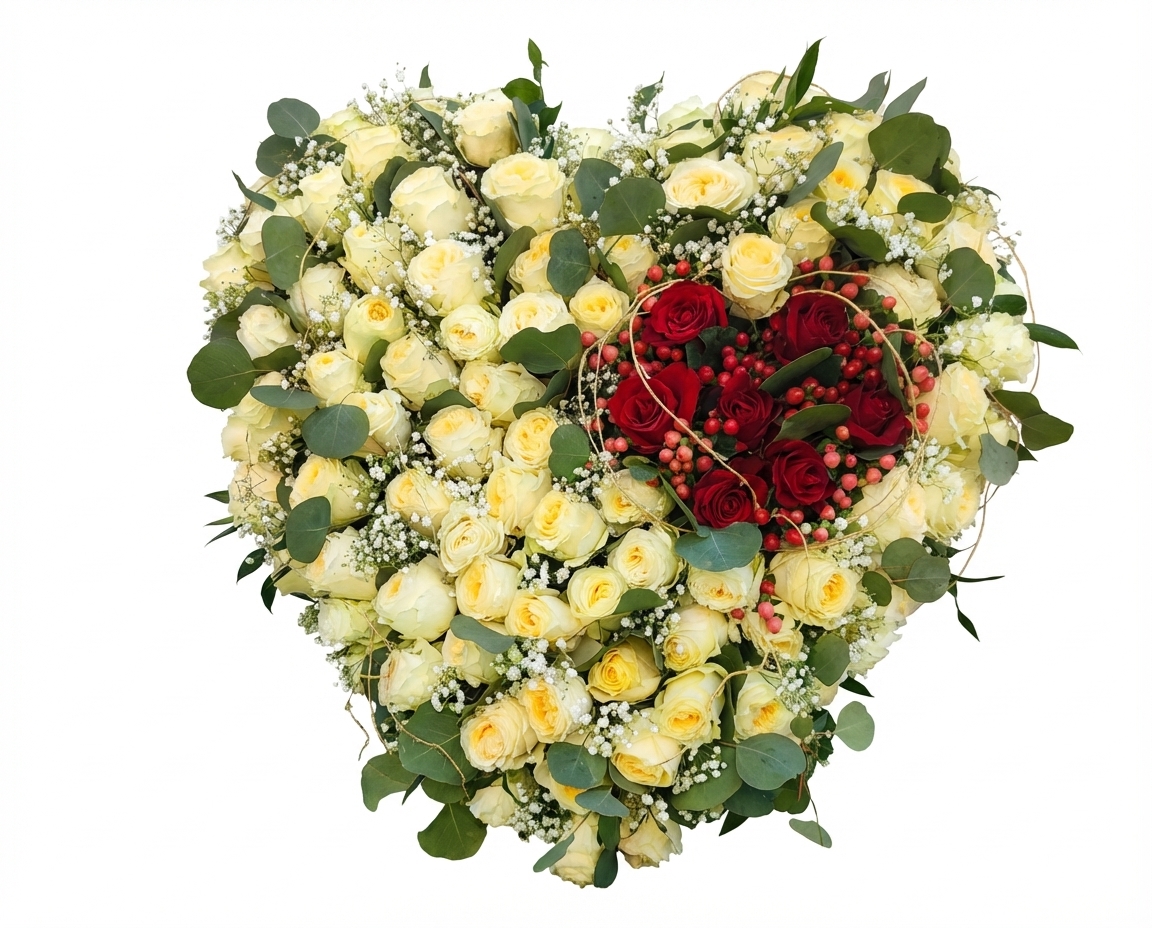 Serce z róż na niskim stojaku - widok 4 - Wieniec pogrzebowy