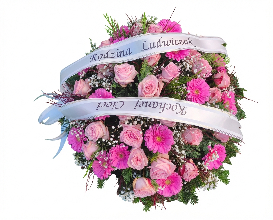 Wieniec odcienie różu  - widok 2 - Wieniec pogrzebowy