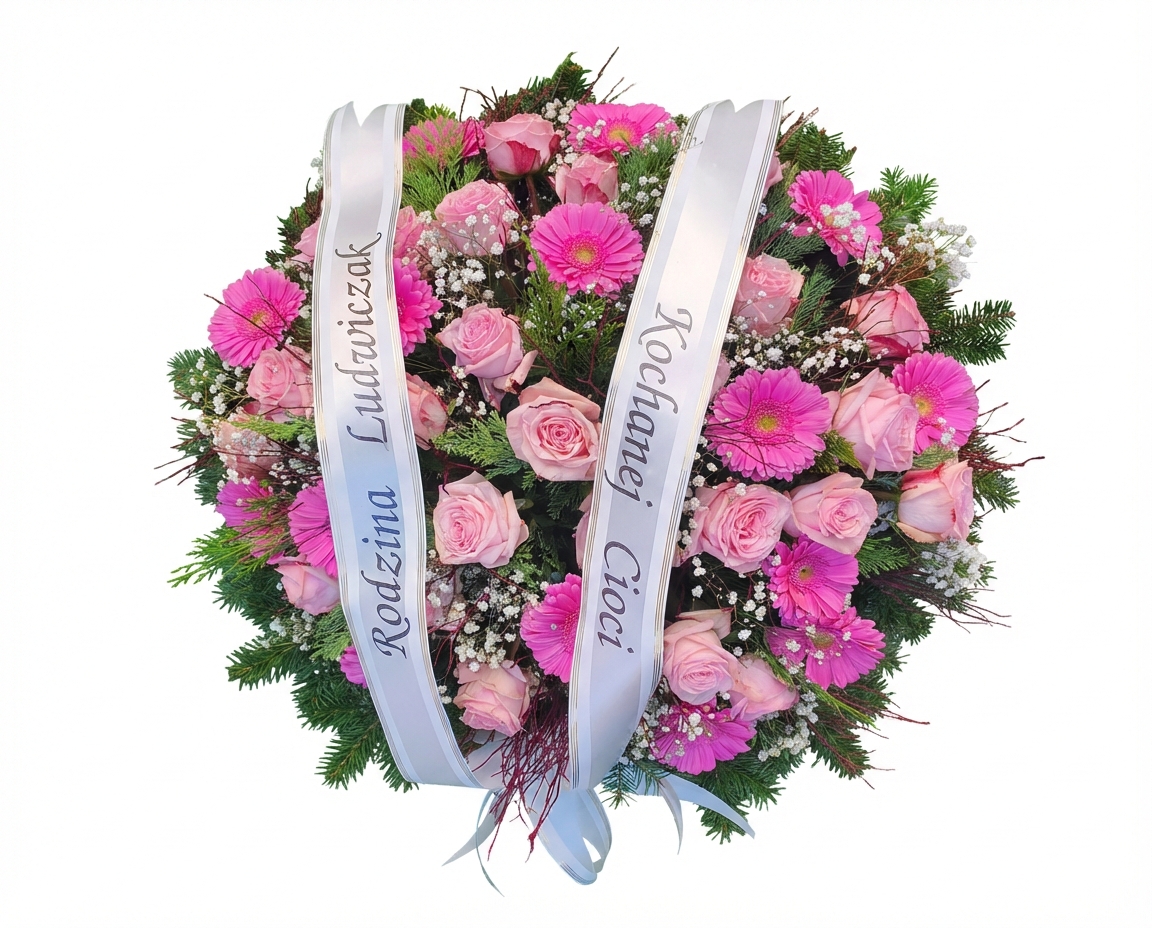 Wieniec odcienie różu  - widok 3 - Wieniec pogrzebowy
